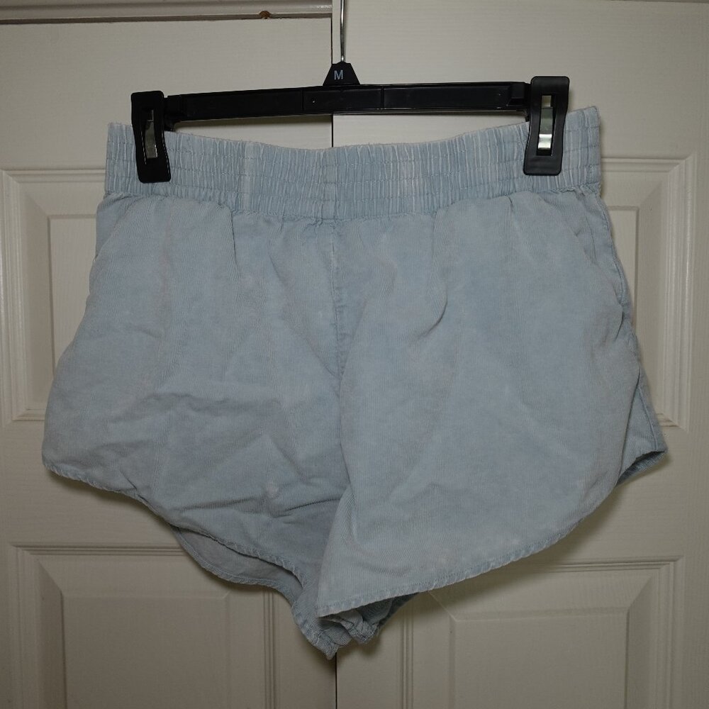 Eggshell Blue Velvet Mini Shorts